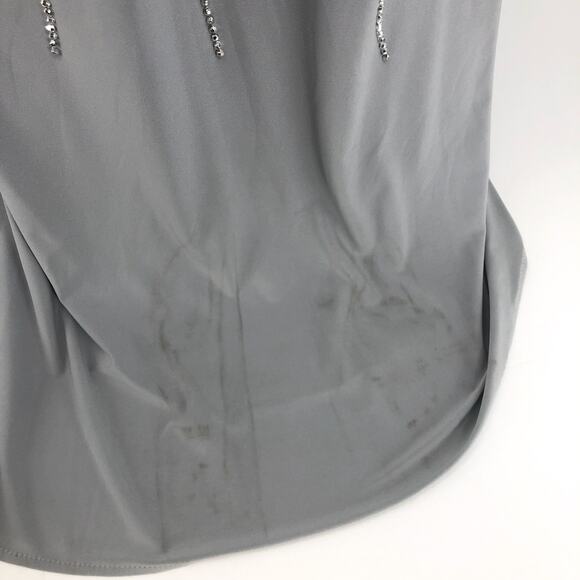 AQUA FORMAL Women's Embellished Column Gown Size 8 Silver Sleeveless NWT FLAW - Picture 11 of 16